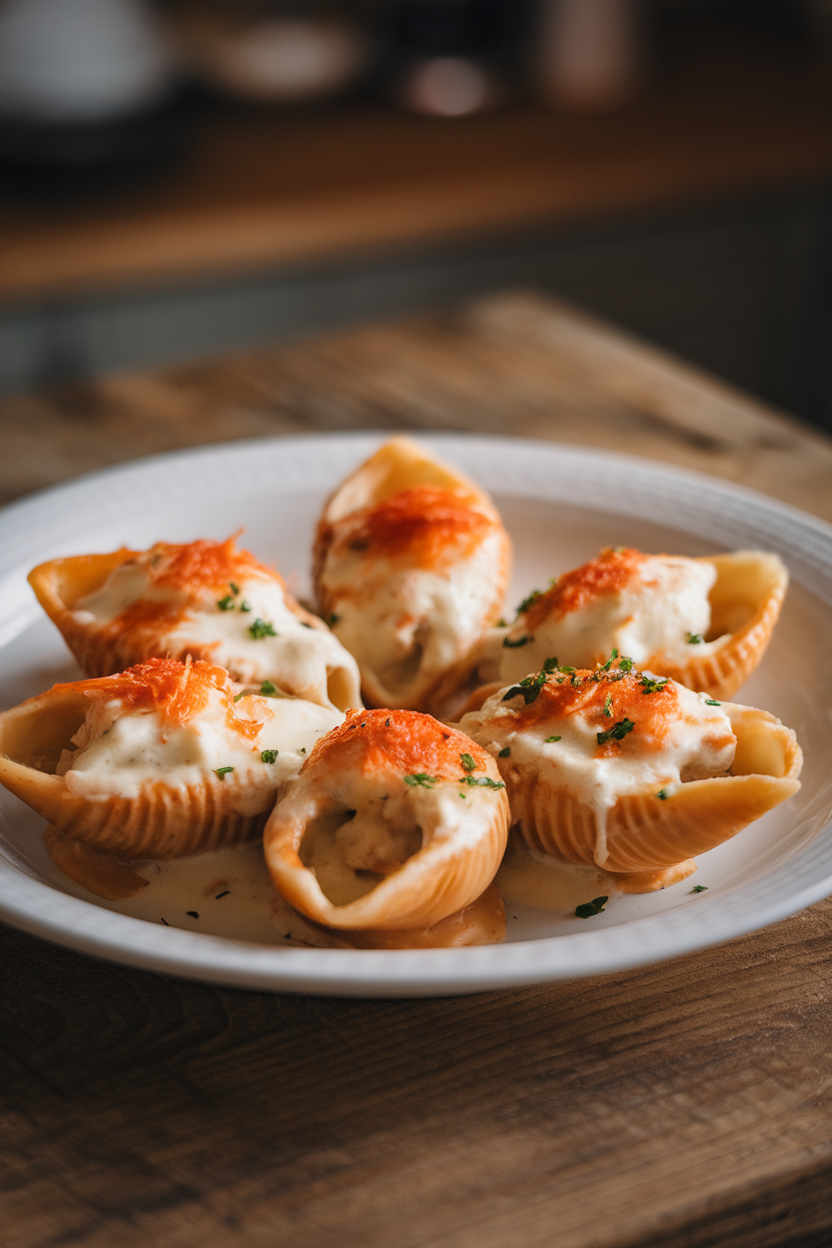 Indulge in Creamy Chicken Alfredo Stuffed Shells: Easy Restaurant Flavor